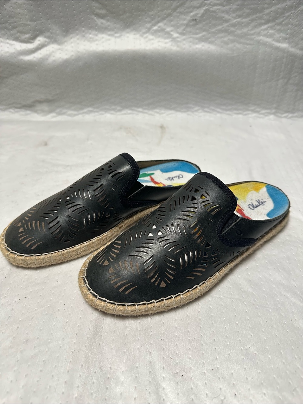 OluKai Kaula ‘Olu ‘ili Black Espadrille  Slip-On Mule